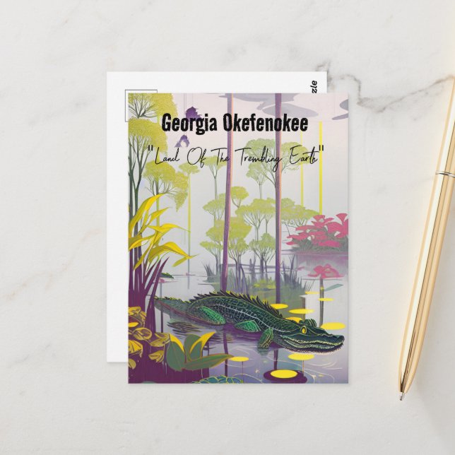 Postal Georgia Okefenokee Land of the Trembling Earth (Anverso/Reverso In Situ)