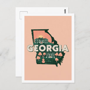 Postal Georgia Retro Diseño de Viajes Icónico Estados Uni