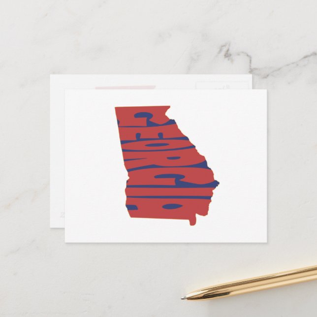 Postal Georgia State Name Word Art Red (Anverso/Reverso In Situ)