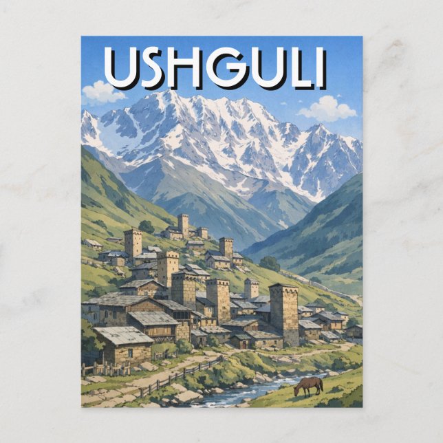 Postal Georgia Ushguli Viajes (Anverso)