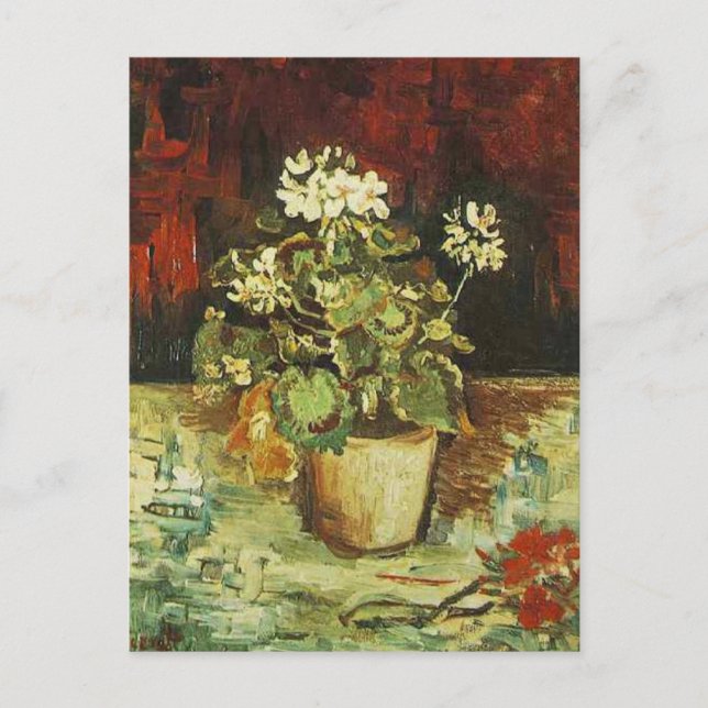 Postal Geranium en una olla de flores, Vincent van Gogh (Anverso)