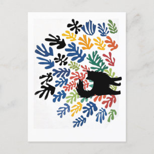 Postal Gerbe de Matisse, Cat Art Parody,