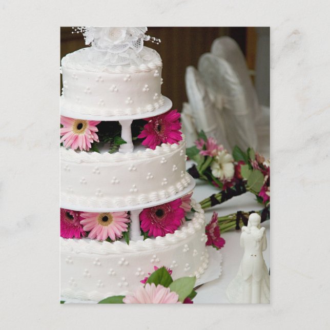 Postal Gerber Daisy Boda Cake (Anverso)