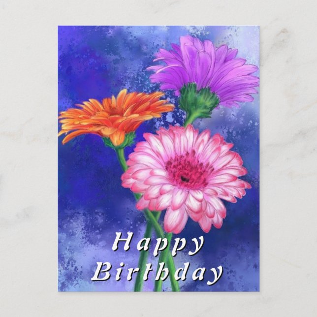 Postal Gerbera Daisies Birthday Cards (Anverso)