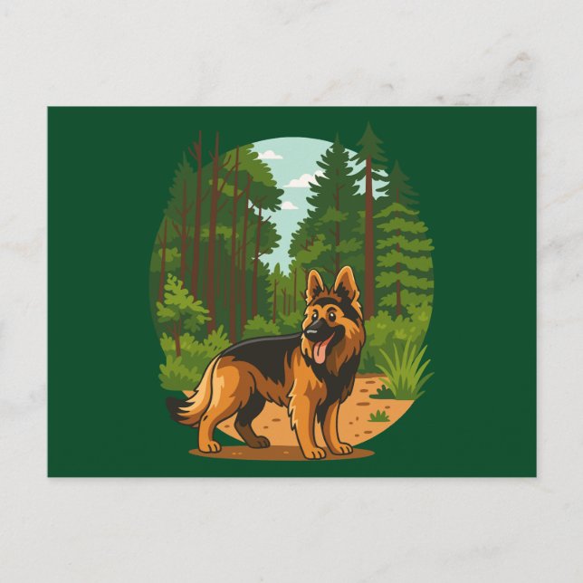 Postal German Shepherd Forest Adventure Dog  (Anverso)