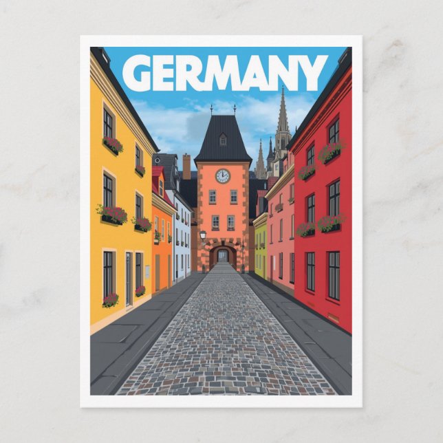 Postal Germany Street Scene Retro Travel (Anverso)