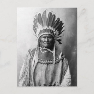 Postal Gerónimo en headdress 1907