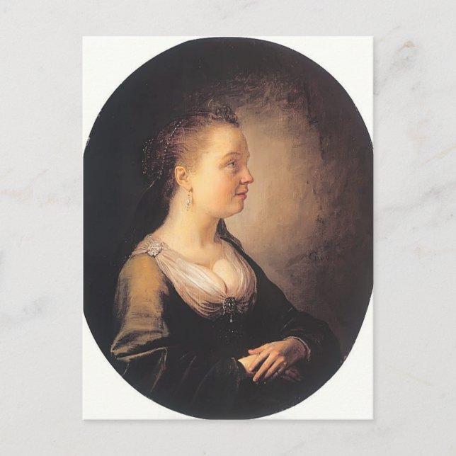 Postal Gerrit Dou - Retrato de una joven mujer (Anverso)