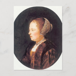 Postal Gerrit Dou - Retrato de una mujer