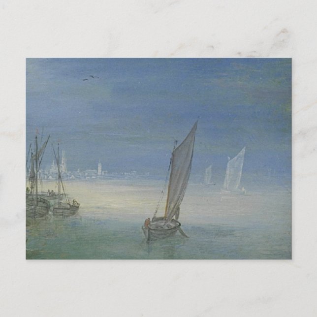 Postal Gezicht op een dorp aan een rivier (Anverso)