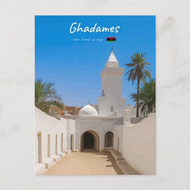 Postal Ghadames, Libia - Mezquita Blanca (Anverso)