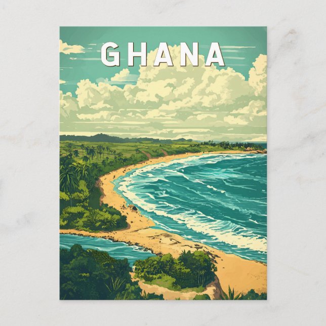 Postal Ghana Ilustracion Viaje de arte (Anverso)
