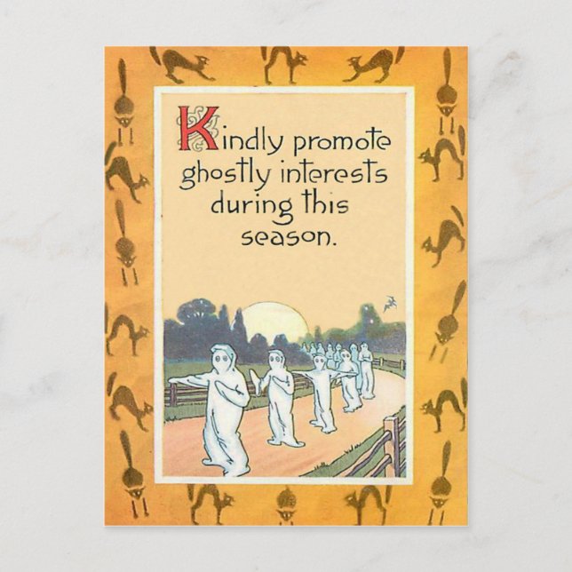 Postal Ghost Black Cat Full Moon Bat (Anverso)