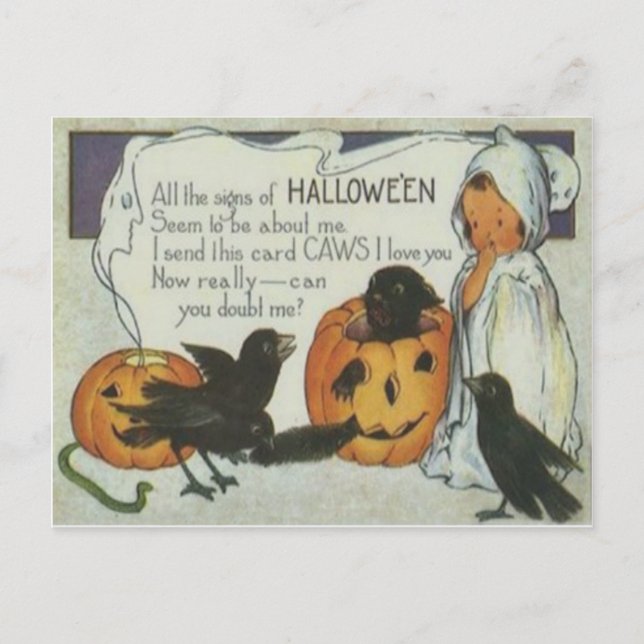 Postal Ghost Crow Jack O Lantern Pumpkin Black Cat (Anverso)