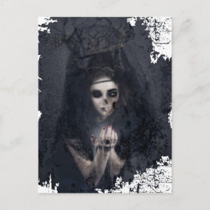 Postal Ghost Lady Haunting Skull Skeleton
