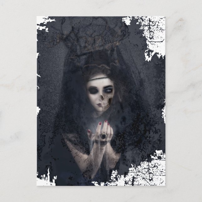 Postal Ghost Lady Haunting Skull Skeleton (Anverso)