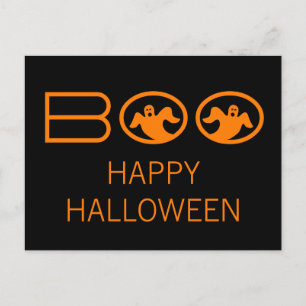 Postal Ghostly Boo Halloween Postcard, negro y Naranja