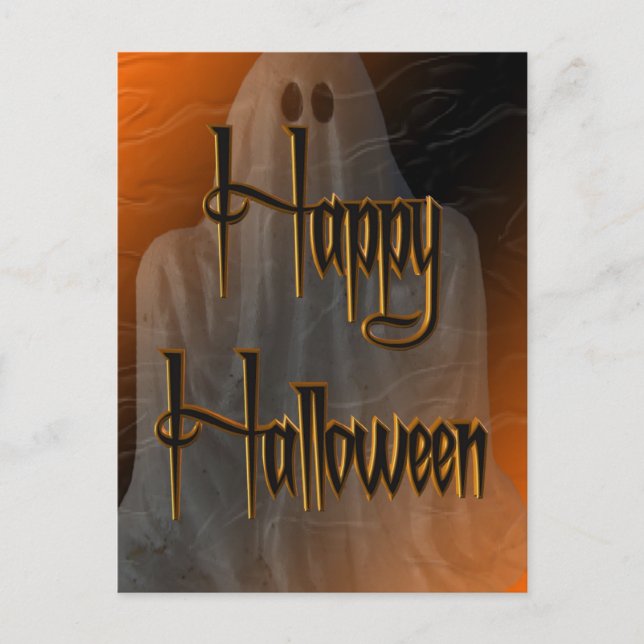Postal Ghostly Happy Halloween Postcard (Anverso)