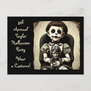 Postal Ghoul Child con la fiesta de Halloween de la muñec