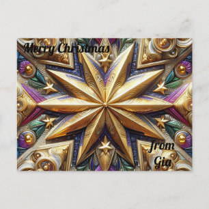 Postal GIA ~ NAVIDAD ~ patrón de estrella 3D ~