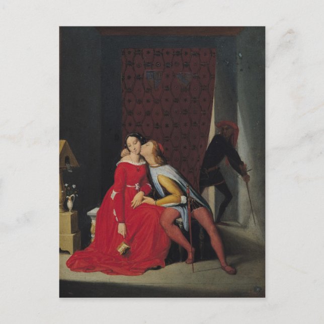 Postal Gianciotto descubre Paolo y Francesca, 1814 (Anverso)