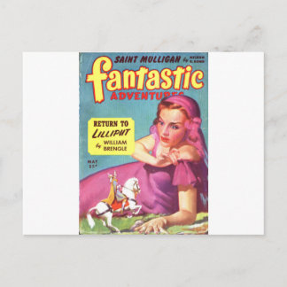 Postal Giantés con vestido de lavanda