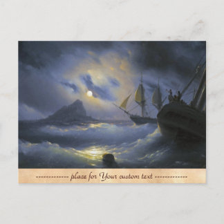 Postal Gibraltar por noche Ivan Aivasovsky aguas marinas