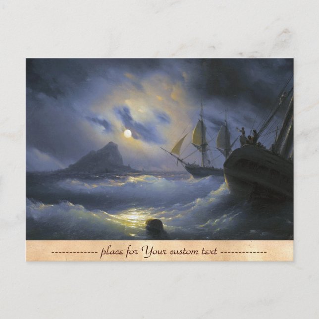 Postal Gibraltar por noche Ivan Aivasovsky aguas marinas (Anverso)