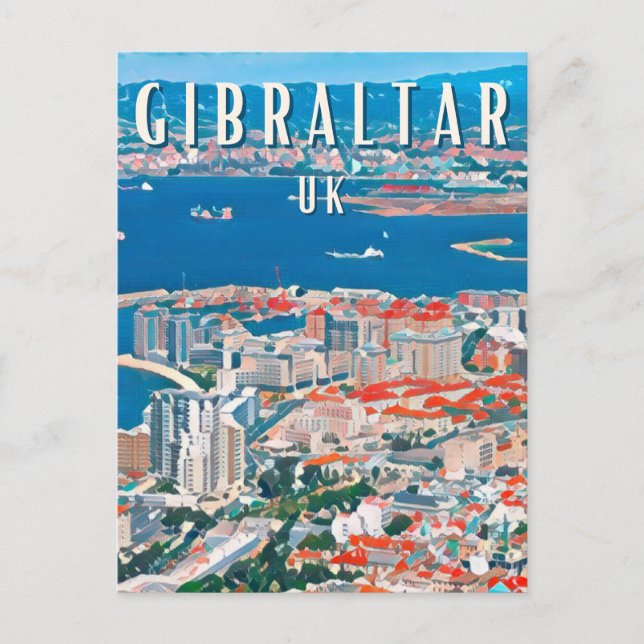 Postal Gibraltar, ville des rochers et des falaises (Anverso)