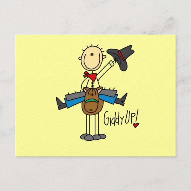 Postal Giddy Up Cowboy camisetas y regalos (Anverso)