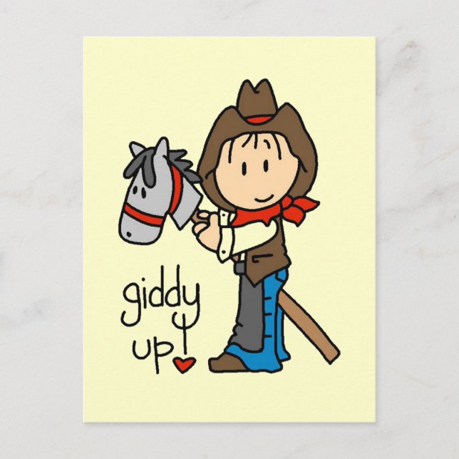 Postal Giddy Up Cowboy camisetas y regalos (Anverso)