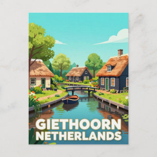 Postal Giethoorn Países Bajos Pueblo Viaje Canales