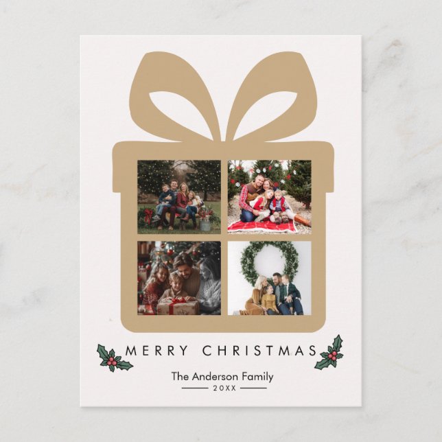 Postal Gift Box 4 Photo Collage Merry Christmas  (Anverso)