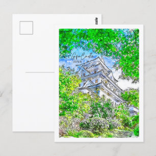 Postal Gifu Castle Japan Travel Place Watercolor