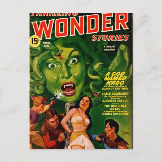 Postal Gigante mujer serpiente verde (Anverso)