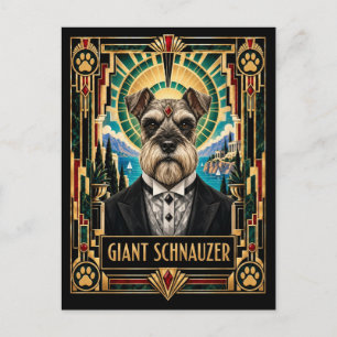Postal Gigante Schnauzer, perro Art Deco