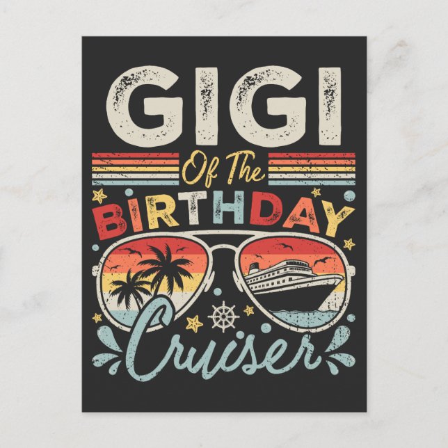 Postal Gigi de las vacaciones de crucero de cumpleaños (Anverso)