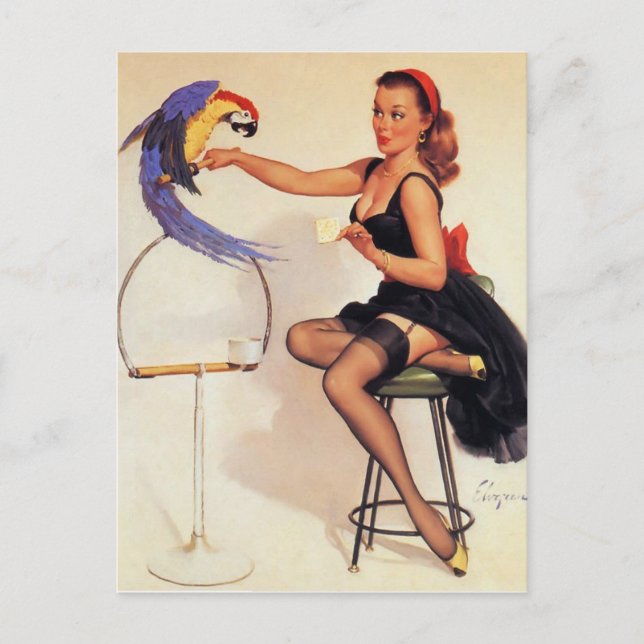 Postal Gil Elvgren - Anclaje vintage (Anverso)