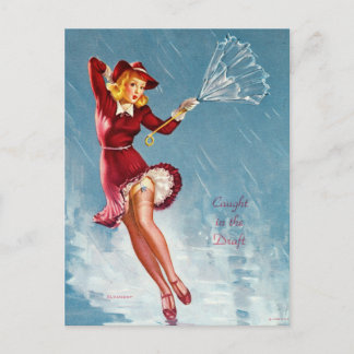 Postal Gil Elvgren - Atrapado en el chica del borrador -