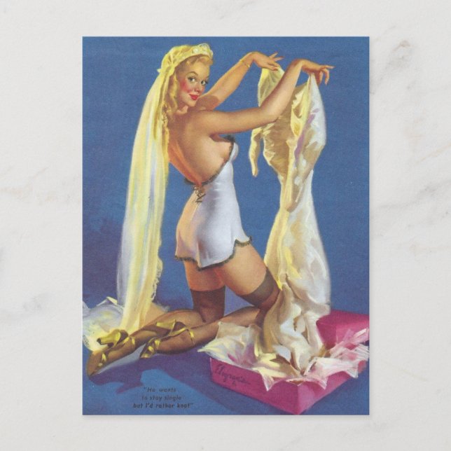Postal Gil Elvgren ♡ Vintage pin up chica ♡ (Anverso)