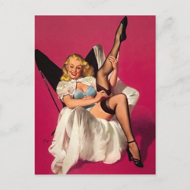 Postal Gil Elvgren Vintage Pin up chica (Anverso)