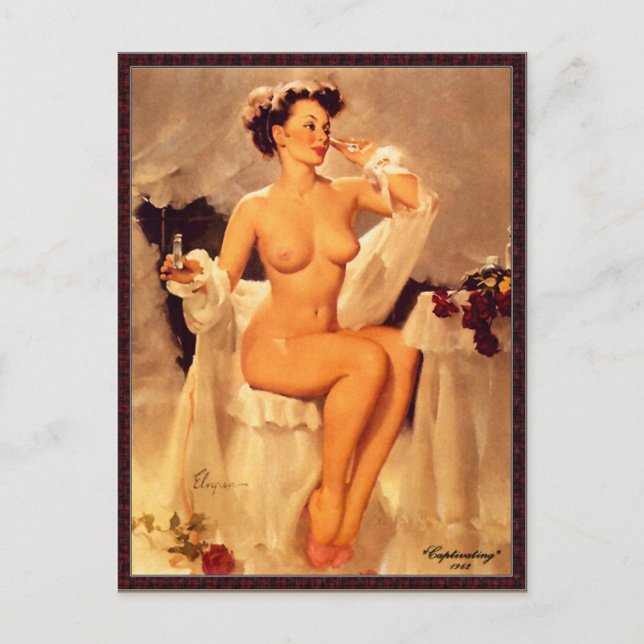 Postal Gil Elvgren ♡ Vintage pin up chica ♡ (Anverso)