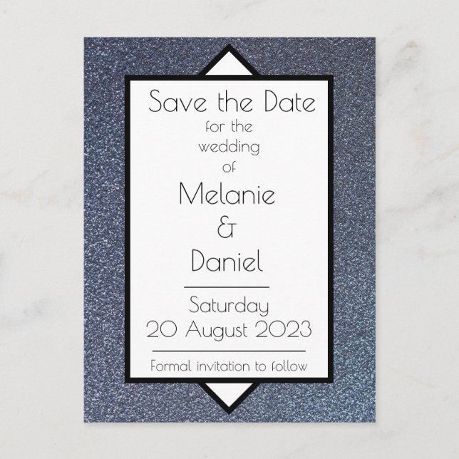 Postal Giltter de plata estilo Art Deco moderno salva el  (Anverso)