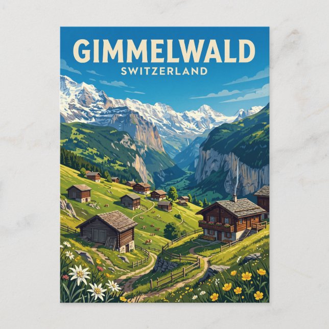 Postal Gimmelwald Suiza (Anverso)