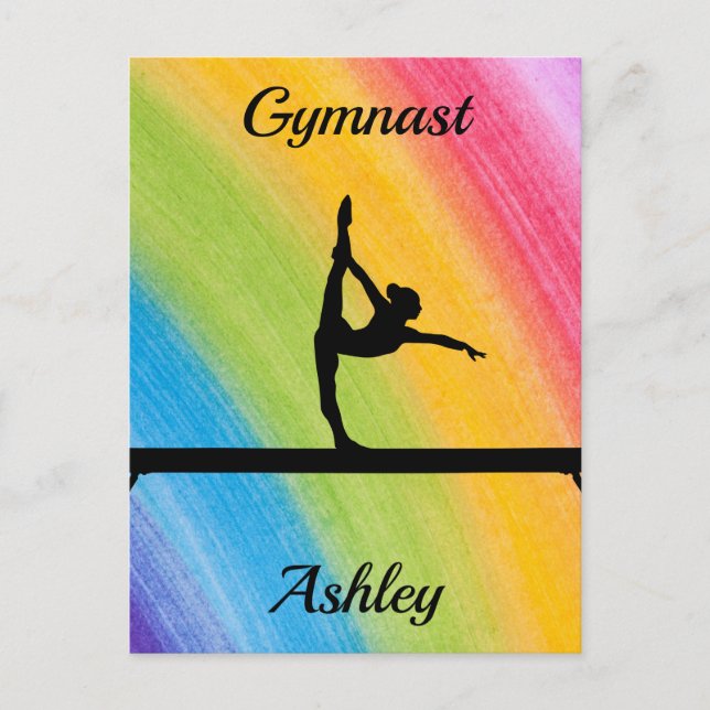 Postal Gimnasia arcoiris personalizada (Anverso)