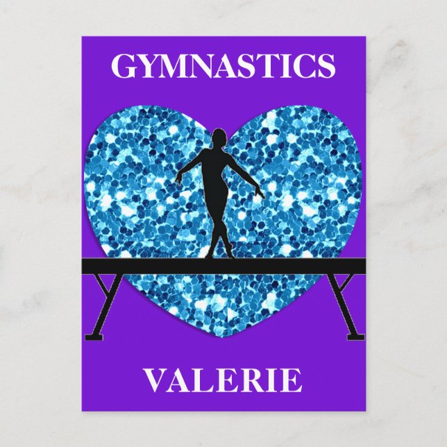 Postal Gimnasia Balance Beam Purple Verde azulado (Anverso)