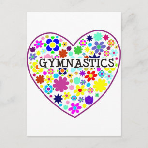 Postal Gimnasia corazón con flores