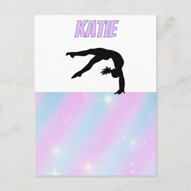 Postal Gimnasia Lilac púrpura y Pastel azul bebé (Anverso)