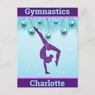 Postal Gimnasia Navidad Morado Acuático Personalizado