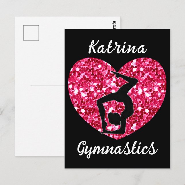 Postal Gimnasia Negra y Rosa Caliente Personalizada (Anverso / Reverso)